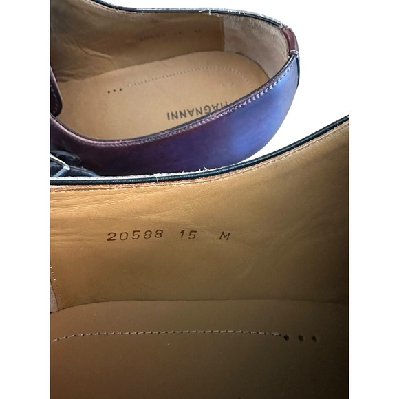 Magnanni Double Monk Strap Dress Shoes Mens Sz 15 Bordeaux Two Tone Leather main image 7